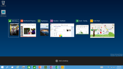 Schneller Wechsel zwischen geöffneten Programmen: In der Taskleiste von Windows 10 befindet sich nun ein sogenannter "Task View Button", über den sich alle geöffneten Apps und Programme anzeigen lassen.