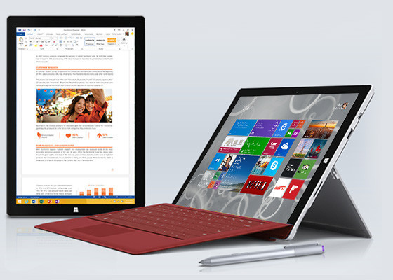 Surface Pro 3: Dank schnellen Prozessoren und eines vollwertigen Windows taugt das Microsoft-Tablet auch als Laptop-Ersatz.
