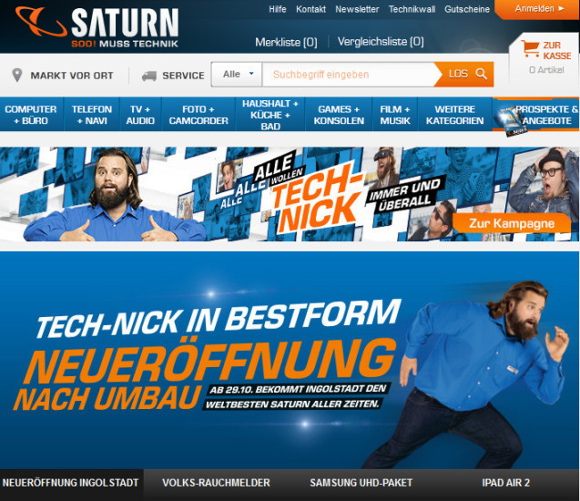 Saturn Ingolstadt: Im neuen Saturn in Ingolstadt können Kunden online bestellen und die Ware rund um die Uhr abholen.