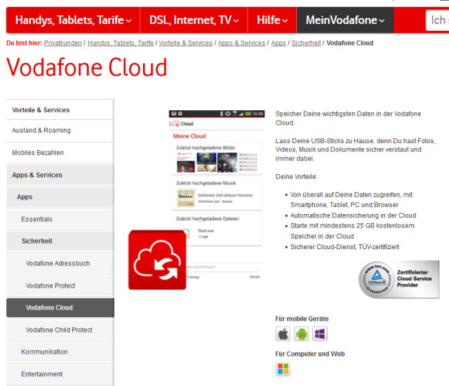 Vodafone Cloud: Cloud-Dienste mitsamt Sicherheitslösungen gibt es bei Vodafone jetzt auch für Geschäftskunden.