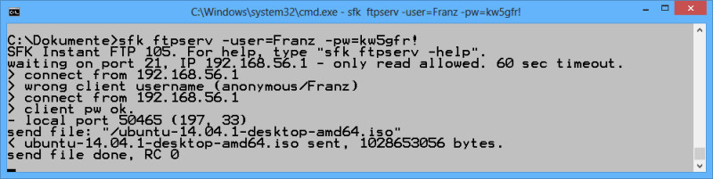 FTP-Server: Der Datei-Server von Swiss File Knife unterstützt einen Kennwortschutz. Zudem ermöglicht er einen Schreibzugriff.