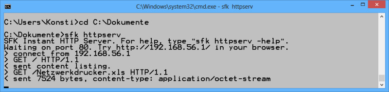 HTTP-Server: Swiss File Knife verfügt über einen rudimentären Webserver. Er eignet sich für den schnellen Datenaustausch zwischen zwei Rechnern im lokalen Netzwerk.