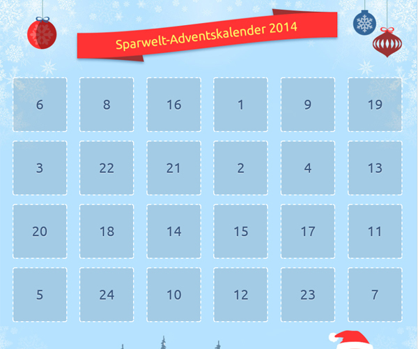 Bei Sparwelt.de gibt es bis zum 24. Dezember jeden Tag ein Türchen mit Rabatten für Einkäufe bei verschiedenen Online-Shops. Weitere Kalender gefunden? Dann bitte in den Kommentaren darauf hinweisen.