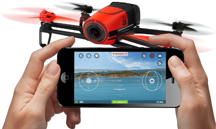 Parrot Bebop Drone - Der Drohen-Spezialist Parrot bringt mit dem neuen Modell Bebop zu Weihnachten eine kompakte Kameradrohne mit Full-HD-Unterstützung auf den Markt. Die Bebop lässt sich per Smartphone, Tablet oder Oculus Rift steuern.