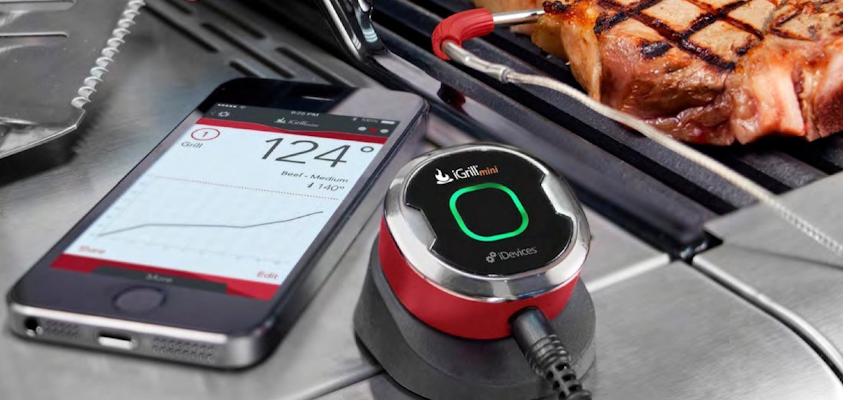 Bluetooth-Thermometer iGrill Mini - Ob der Sonntags-Braten oder das Grillgut den perfekten Garpunkt hat, verrät das Bluetooth-Thermometer iGrill Mini. Das 73g leichte Gerät für iPod touch, iPhone & iPad lässt sich per Magnet direkt am Grill befestigen.