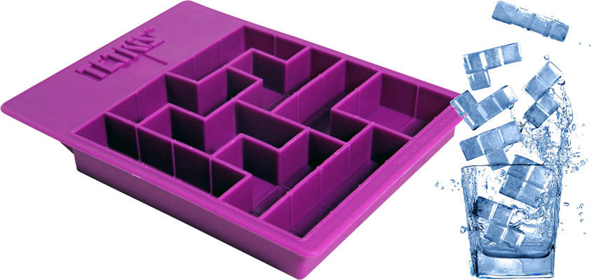 Tetris Eiswürfelform - Zugegeben, dieses Geschenk für Retro-Videospielefans ist im wahrsten SInne des Wortes noch cooler. Die 12 x 15 x 2 cm große Silikonform eignet sich zur Produktion von Eiswürfeln in Tetris-Form.