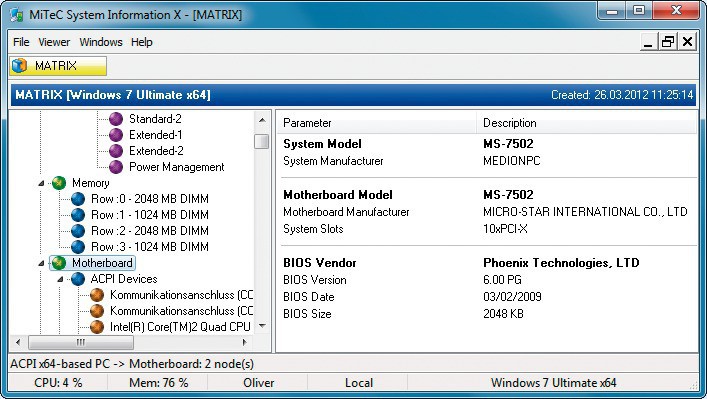 Hardware-Analyse: Das Tool gibt Ihnen tiefe Einblicke in die Hardware Ihres PCs — hier das Mainboard und die BIOS-Version.