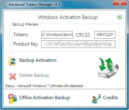 Aktivierung sichern: Advanced Tokens Manager sichert auch die Aktivierung von Microsoft Office und stellt sie wieder her.