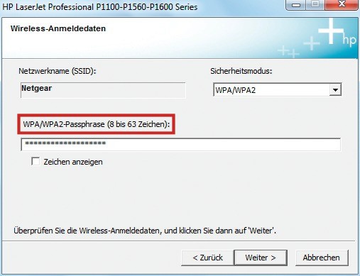 Drucker ins WLAN einbinden: Für die WLAN-Konfiguration benötigen Sie das am Router eingestellte Passwort.