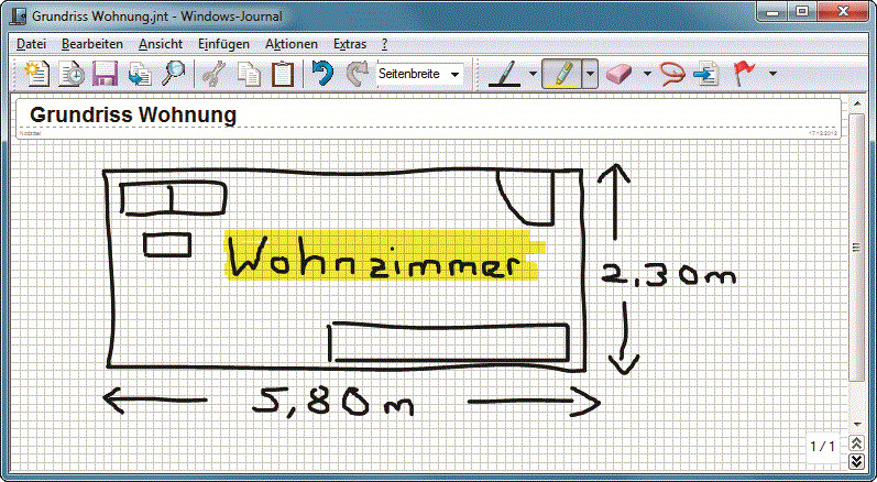 Neben Paint bringen Windows 7 und 8 ein weiteres Grafikprogramm mit: das Windows-Journal.