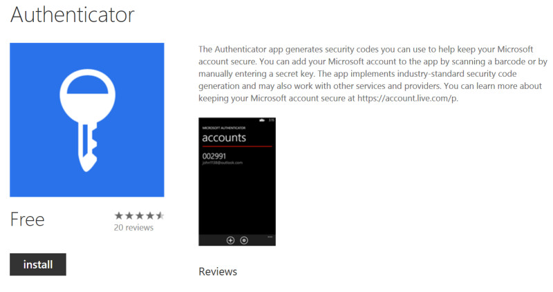 Microsoft hat die Gratis-App zur Code-Erzeugung für die Zweifaktor-Authentifizierung bereits in den Windows Phone Store gestellt.