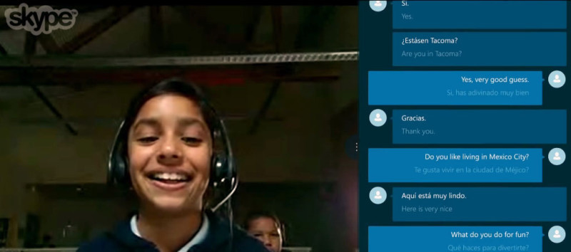 Skype übersetzt: Der Skype Translator zeigt während der Unterhaltung die übersetzten Sätze in einem Skript am rechten Rand an.