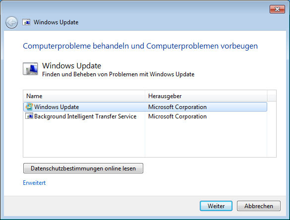 Windows Update Problembehandlung