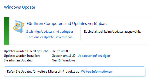 Windows Updates verfügbar