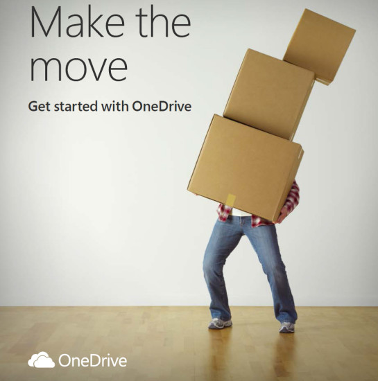 Mann mit Kisten - OneDrive Werbung
