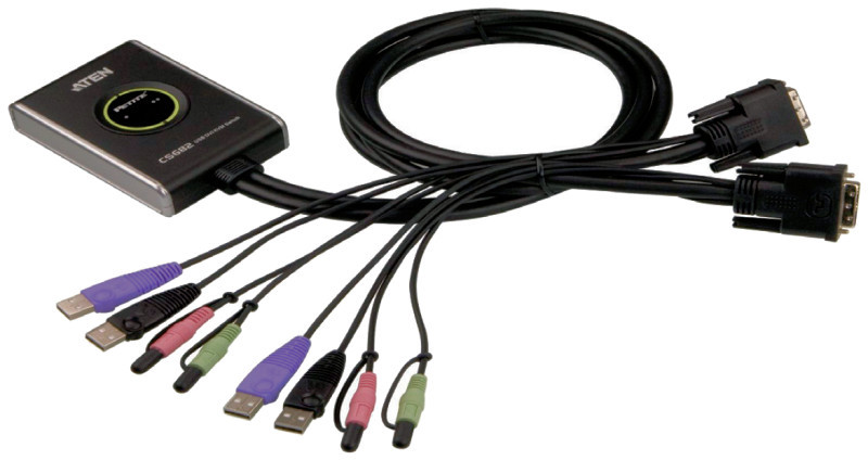 KVM-Switch zur Steuerung mehrerer Computer mit nur einer Maus, einer Tastatur und einem Bildschirm.