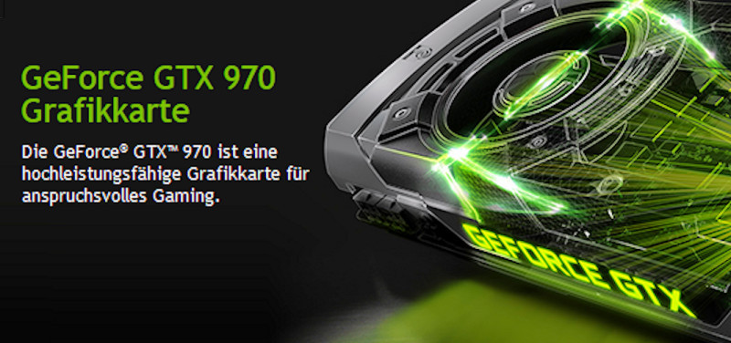Geforce GTX 970 Grafikkarte auf der Nvidia-Website