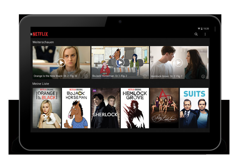 Streaming-Dienst Netflix auf dem Tablet