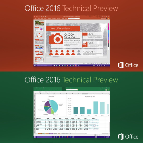 Office 2016 Preview PowerPoint / Excel