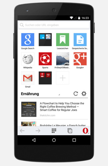 Opera Mini Web-Browser auf dem Smartphone