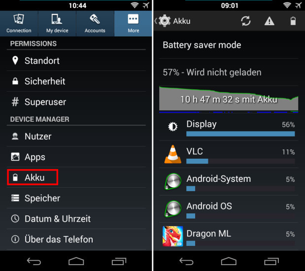 Smartphone-Apps mit Akku-Verbrauch