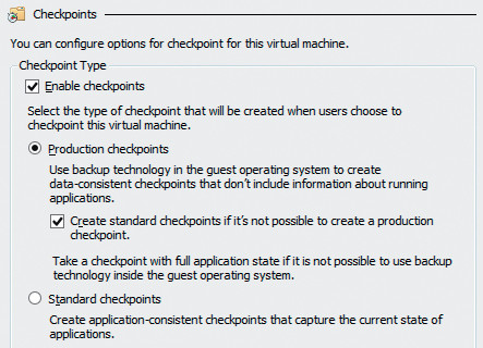Production Snapshots: Mit Hyper-V lassen sich nun datenkonsistente Checkpoints für produktive Umgebungen erstellen.