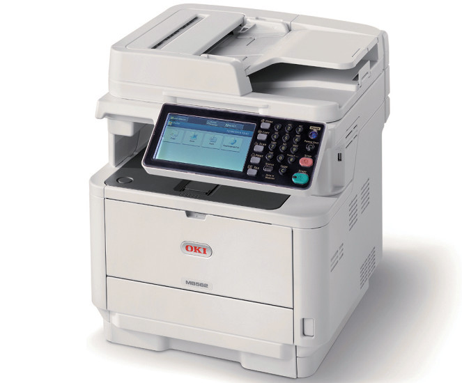 OKI MB562dnw: Das Laser-Multifunktionsgerät kann drucken, scannen, kopieren und faxen – alles doppelseitig.