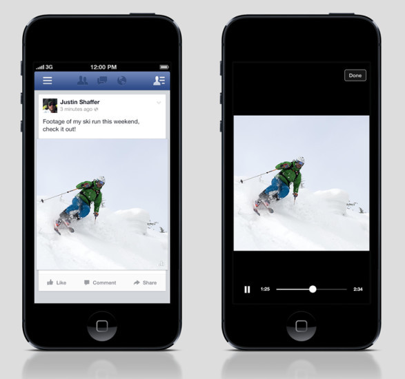 Skifahrer-Video auf Smartphone