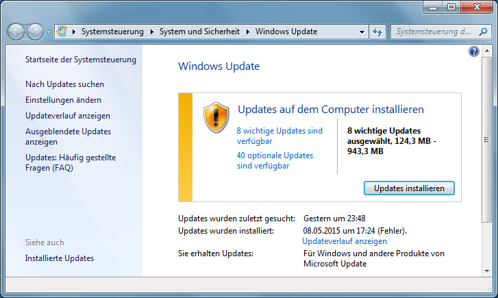 Windows-Updates verfügbar
