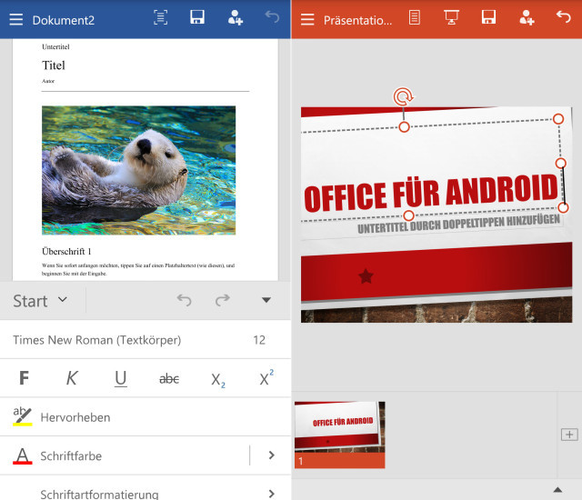 Office auf Android-Smartphone