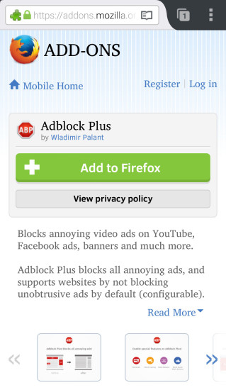 Adblock Plus Add-on für Firefox