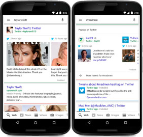 Smartphones mit Tweets in der Google-App