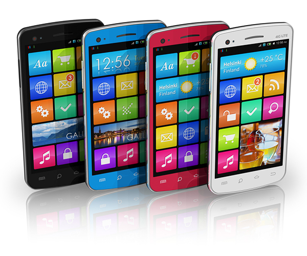 Smartphones mit verschiedenen Farben