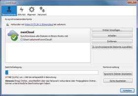 ownCloud-Client: Das Programm synchronisiert im Hintergrund die Dateien zwischen Client und Server.