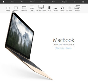 Neue Apple-Website: Wer ein Mac Book kaufen möchte, kann dies nun direkt auf der Produktseite tun.