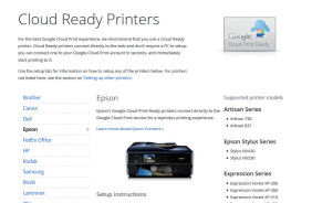 Cloud-Unterstützung: Google hält eine Liste Cloud-Print-tauglicher Drucker bereit.