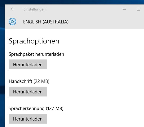 Sprachoptionen Windows