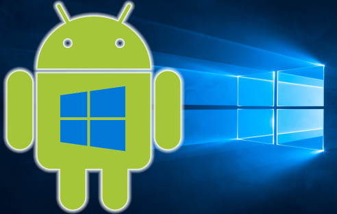 Android-Roboter mit Windows-Logo