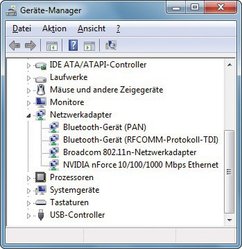Geräte-Manager: Wenn Sie den WLAN-Adapter — hier „Broadcom 802.11n-Netzwerkadapter“ — nicht benötigen, dann deaktivieren Sie ihn über sein Kontextmenü (Bild 8).