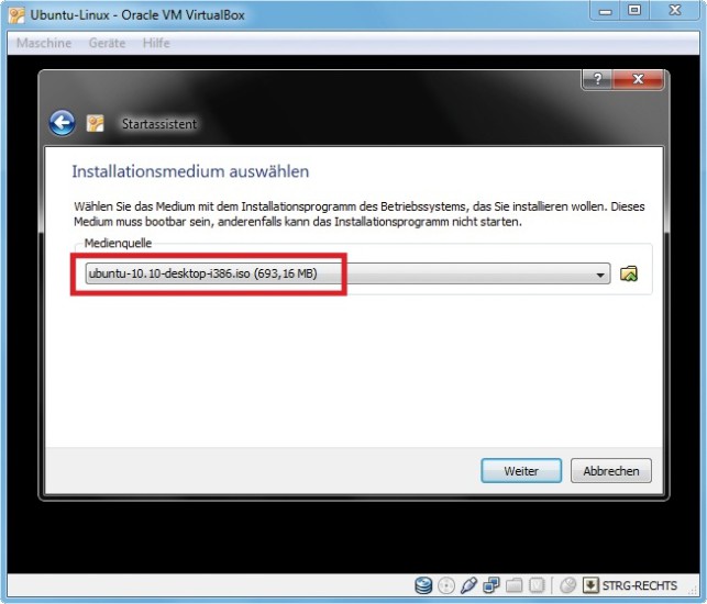 Betriebssystem von einer ISO-Datei installieren:Wenn Sie ein Betriebssystem wie Ubuntu 10.10 direkt von der ISO-Datei installieren, sparen Sie sich einen DVD-Rohling.