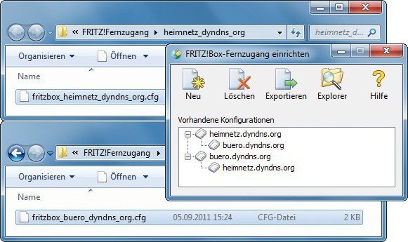 Konfiguration einspielen: Das Tool Fritzbox-Fernzugang einrichten erstellt für jede Fritzbox eine Konfigurationsdatei.