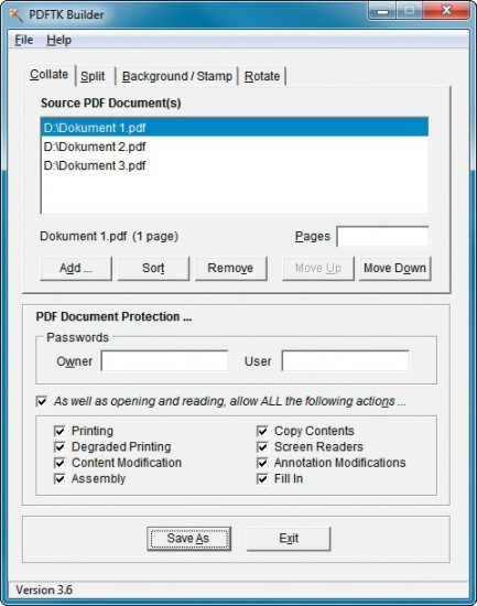 PDF TK Builder Portable: Die Software dreht einzelne Seiten in einer PDF-Datei.