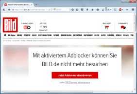 Adblocker-Sperre auf Bild.de