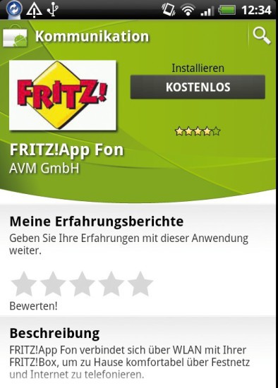 Die FritzApp Fon installieren Sie direkt aus dem Android-Market auf dem Smartphone (Bild 1).
