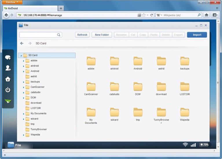 Dateien tauschen: Der Dateimanager von Airdroid tauscht Dateien zwischen PC und Smartphone.