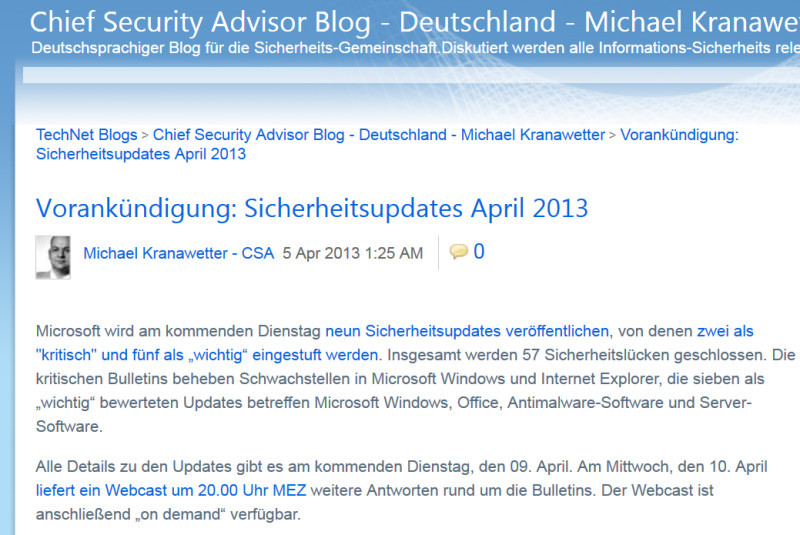 In einem Blogbeitrag liefert Michael Kranawetter, Chief Security Advisor bei Microsoft, eine Vorschau auf die kommenden Updates.