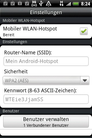 Das Android-Smartphone informiert Sie, wie viele Benutzer aktuell den mobilen WLAN-Hotspot verwenden.