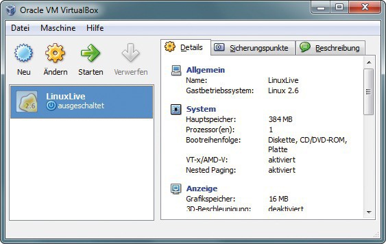 Virtual Box Portable 3.2.10: Linux Live USB Creator installiert auf Wunsch auch Virtual Box auf Ihrem USB-Stick. Damit startet das Linux-System als virtuelle Maschine in einem Windows-Fenster.