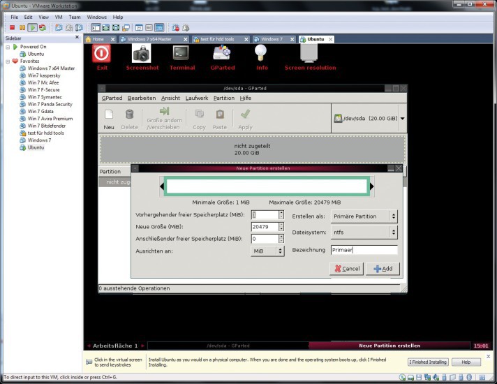 Gparted: Die Live-CD partitioniert Ihre Festplatten unabhängig vom Betriebs system, das auf dem Rechner installiert ist (Bild 3).