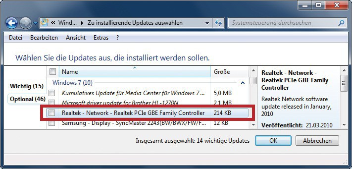 Windows Update: Die Aktualisierungsfunktion von Windows findet auch neue Gerätetreiber (Bild 3).
